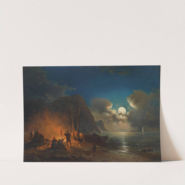 Romantisches Lagerfeuer Im Mondschein by Johann Anton Castell