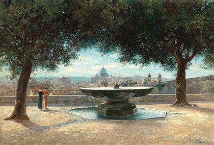 Rome, a View of the City from the fountain of Villa Medici