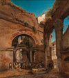 Rome, view at the Portico di Ottavia with the old fisher’s market