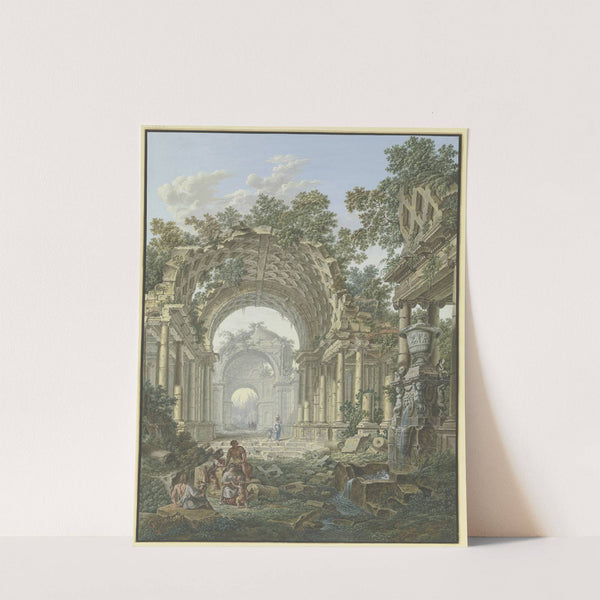 Römische Ruinen, rechts ein Brunnen, mit Staffage by Jean François Gout