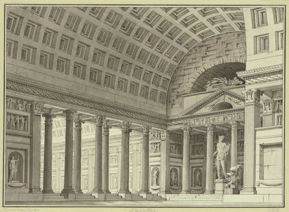Römischer Tempel mit einer Apollostatue