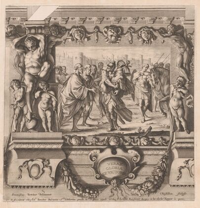 Romulus dedicates the spoils of the defeated king Acron to Jupiter (1659) — size preview