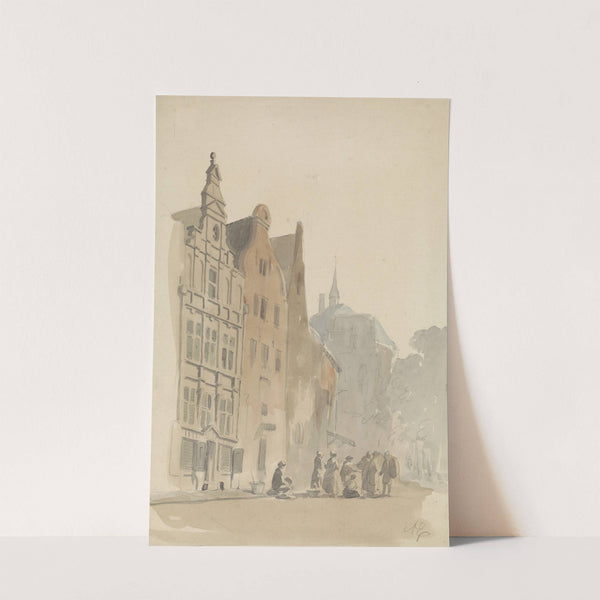 Ronde Lutherse kerk en enige huizen te Amsterdam (1828 - 1897) by Adrianus Eversen