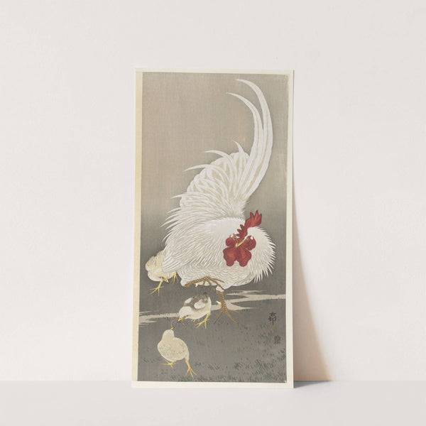 Rooster and three chicks (1900 - 1910) by Ohara Koson