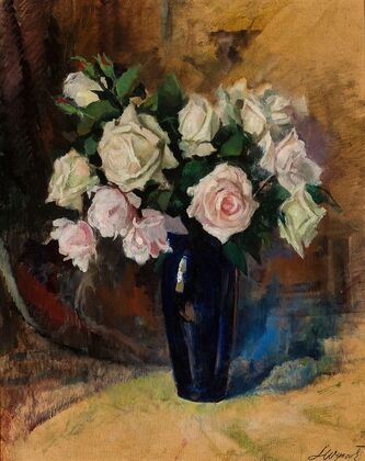 Roses in a sapphire vase