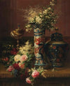 Roses, Peonies and Forget-me-nots in a Japanese Vase