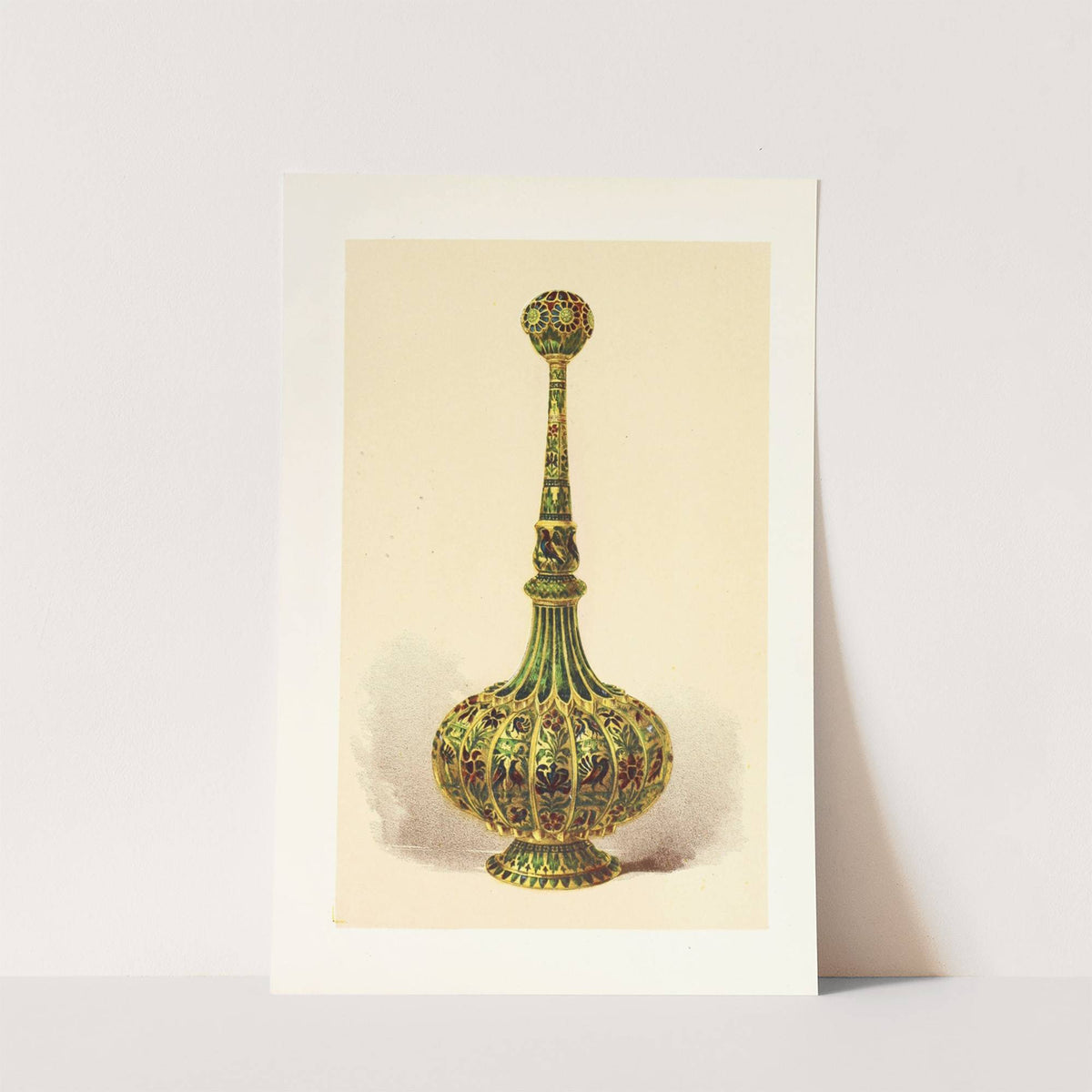 Rosewater Bottle, or Sprinkler, in Silver Gilt, and Enamelled by John Charles Robinson