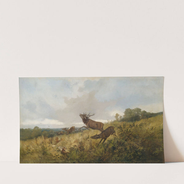 Rotwild in herbstlicher Landschaft (1881) by Christoffer Drathmann