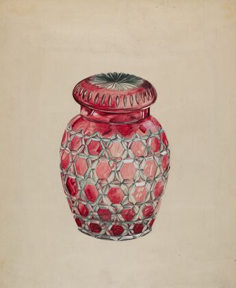 Ruby Case Glass Rose Jar
