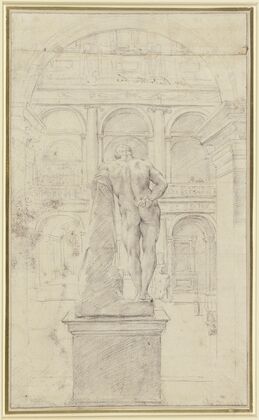 Rückenansicht des Herkules Farnese im Hof des Palazzo Farnese in Rom