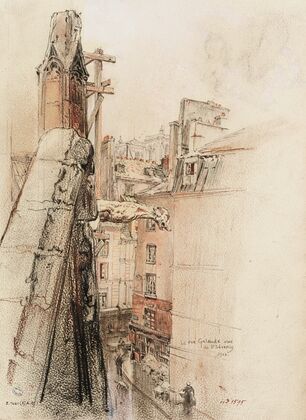 Rue Galande, 1906 vue du haut de l’église Saint-Severin (1906)
