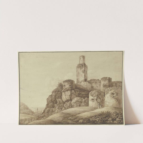 Ruine einer Bergfeste mit Türmen (Die Ruine Falkenstein im Taunus) by Christian Georg Schütz the Younger