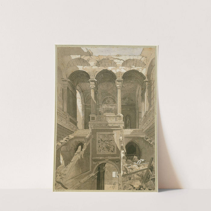 Ruines de l'hôtel de Ville, escalier des appartements du préfet. by Charles-Joseph Beauverie