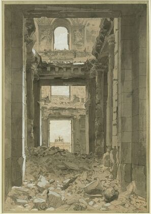 Ruines des Tuileries, entrée du palais du côté du jardin