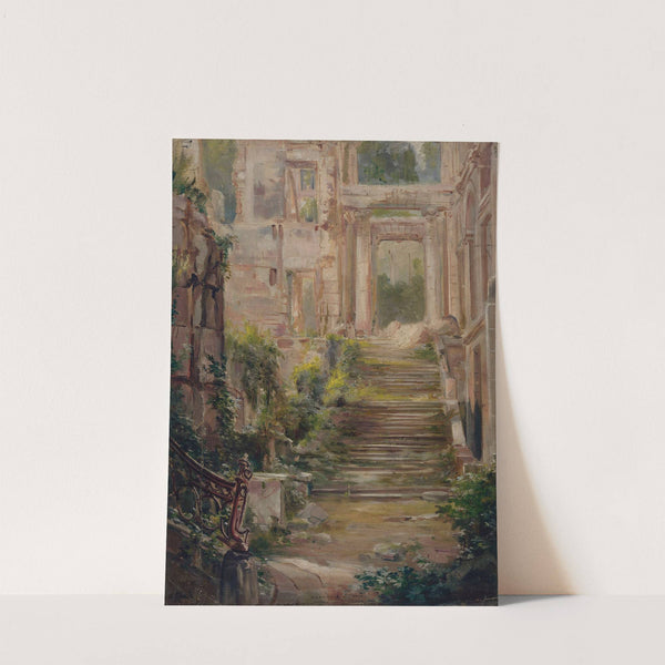 Ruines du château de Saint-Cloud; l&#039;escalier d&#039;honneur. by Jean Baptiste Edmond Allouard