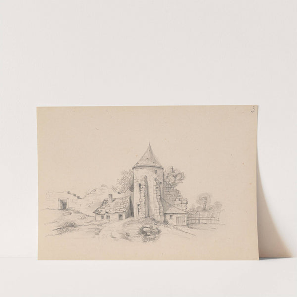 Ruins of a castle wall with tower (1880-1881) by Stanisław Wyspiański