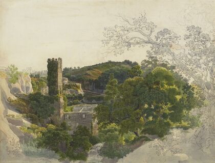 Ruins of a Fortified Tower among Wooded Hills