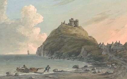 Ruins of Criccieth Castle and Part of the Town on the Bay on Cardigan. East View, Caernarfonshire — size preview