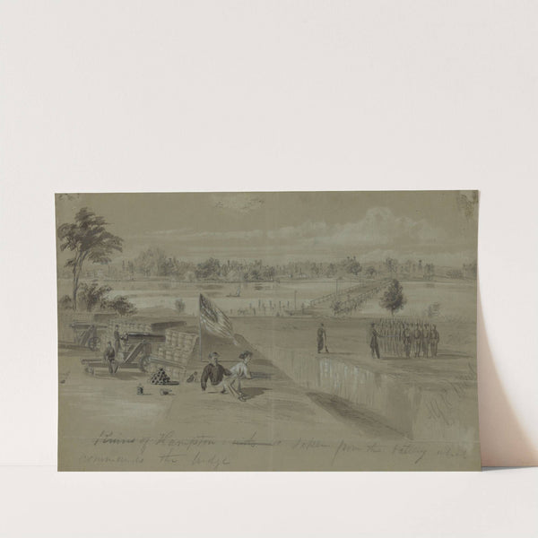Ruins of Hampton taken from the battery which commands the bridge by Alfred Rudolph Waud