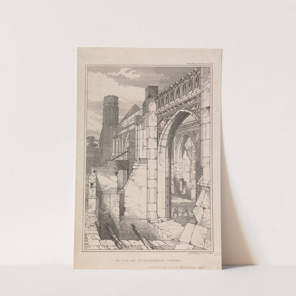 Ruins of St Stephen's Chapel, Seen from the Roof of Westminster Hall by Robert William Billings
