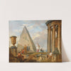 Ruins with a woman preaching by Giovanni Paolo Panini