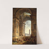 Ruins with an obelisk in the distance by Hubert Robert