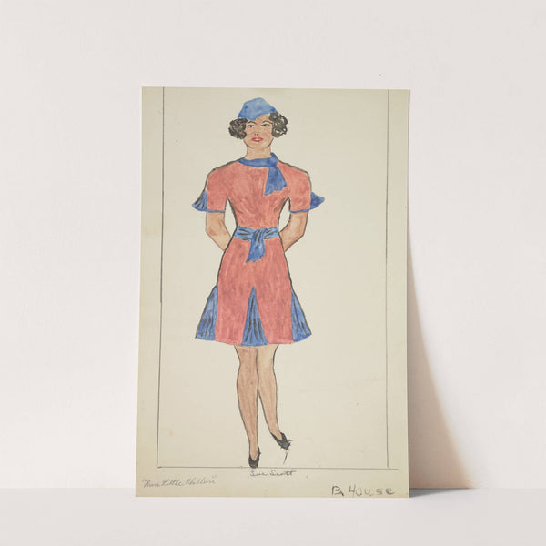 Run Little Chillun: Sue Scott. Short red dress with blue panels, and matching blue cap (1934-1943) by B. House