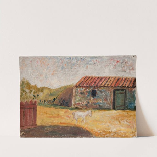 Rural farmstead with a white foal by Tadeusz Makowski