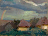Rural landscape with a rainbow