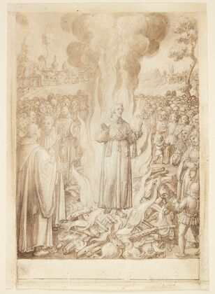 S Giovanni Alberti Fiorentinos historie Abbed Petrus beviser ved ildprøven, at bispen af Firenze er kætter og simonist