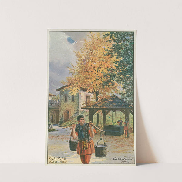 Saalburg; Wasserholen [fetching water] by Carl Nebel