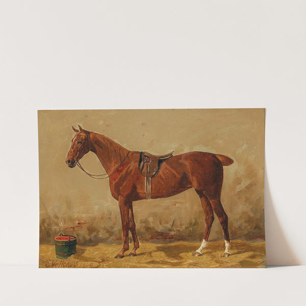 Saddled Chestnut in the Stable by Emil Volkers