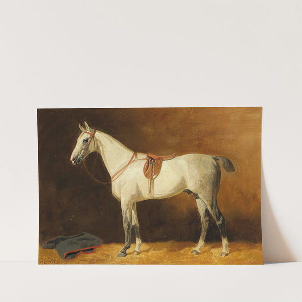 Saddled Grey in a Stable by Emil Volkers