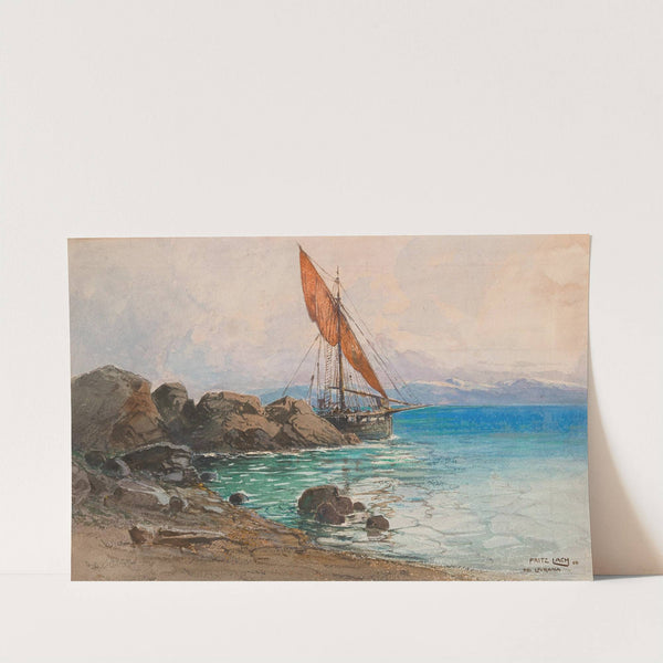 Sailing boat near the coast by Fritz Lach
