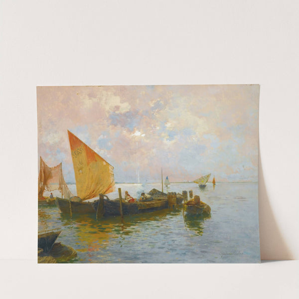 Sailing Boats On The Lagoon, Venice by Rubens Santoro