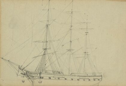 Sailing ship with three masts