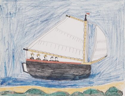 Sailing vessel or ship with cavalry