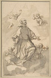 Saint Augustine on Clouds Surrounded by Angels