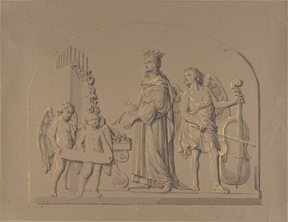 Saint Cecilia at the Organ, Flanked by Angels Making Music