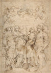 Saint Cecilia, Saint Mary Magdalen, Saint Catherine of Alexandria, and Saint Agnes, Angels with Palm Branches and Crowns Above