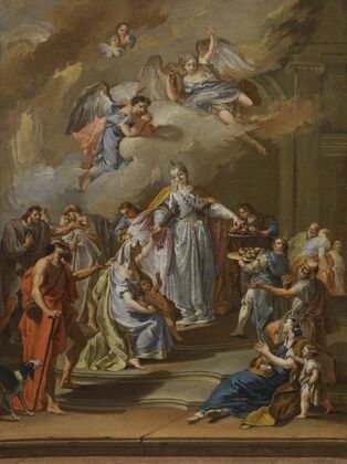 Saint Elizabeth Of Portugal Distributing Alms