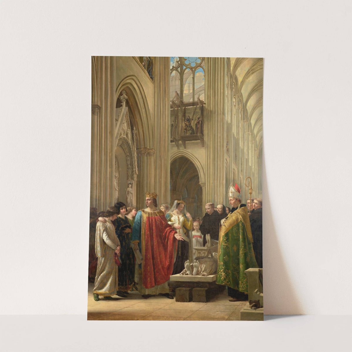 Saint Louis faisant rétablir les tombeaux des rois, ses prédécesseurs, dans le chœur de l’église de Saint-Denis, vers 1231 by Charles-Paul Landon