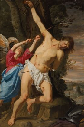 Saint Sebastian healed by an angel