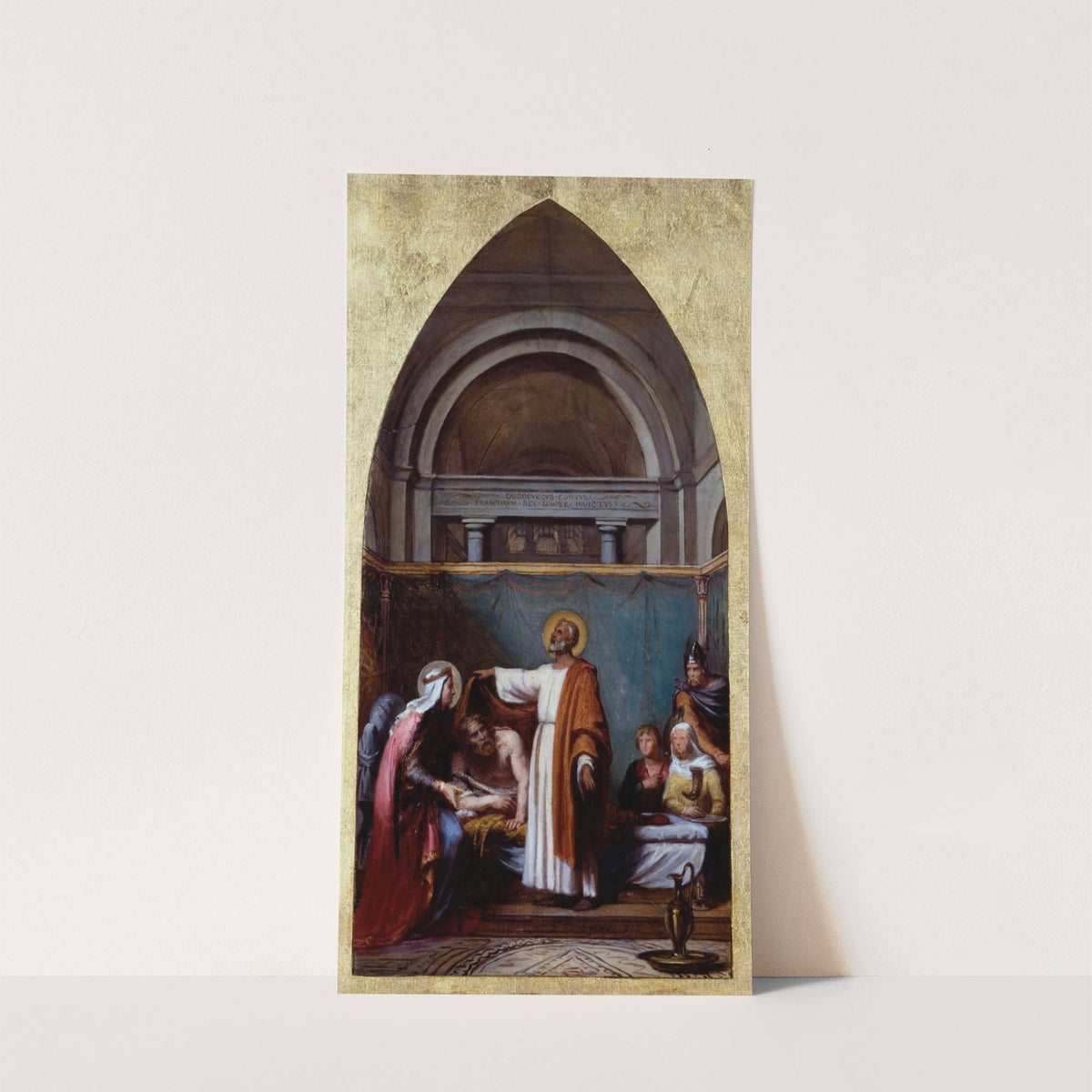 Saint Séverin, abbé d'Agaune, guérit le roi Clovis by Sébastien Melchior Cornu