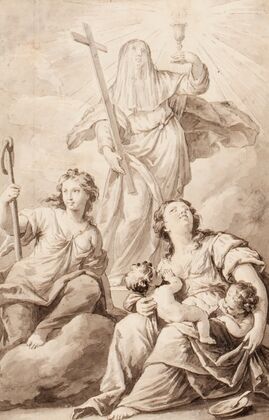 Saint Theresa, a second female saint and Charity (possibly preliminary study for an altarpiece)