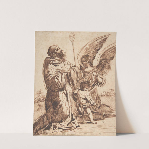 Saint with Angel and Putto by Follower of Guercino