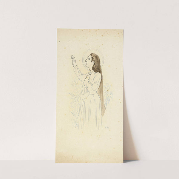 Sainte de profil vers la gauche, le bras droit levé (1898) by Arthur-Joseph Gueniot