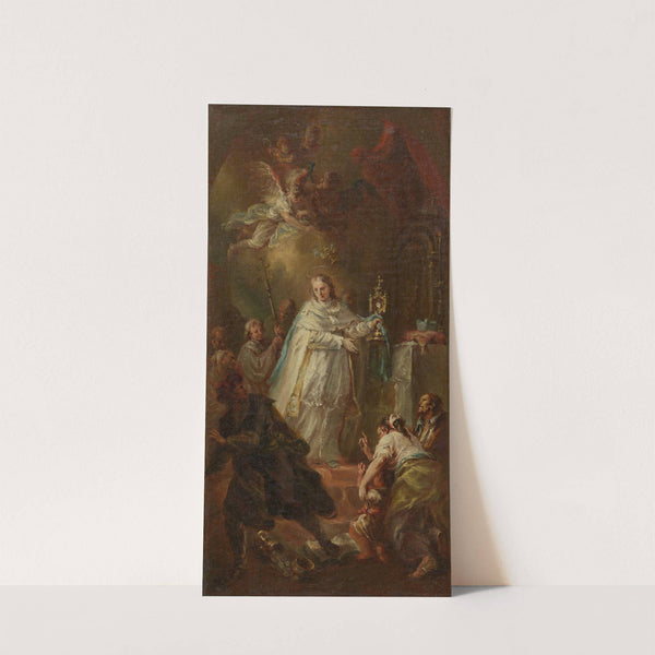Sakramentswunder; Ein Priester vertreibt einen Ketzer mit dem emporgehobenen Allerheiligsten vom Altar (around 1750–1770) by Johann Georg Baumgartner
