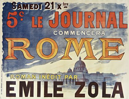Samedi 21 Xbre [décembre] Le Journal commencera Rome, roman inédit par Emile Zola (1895)