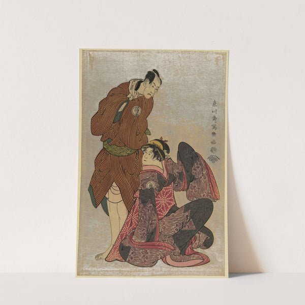 Sandiaime bandō hikosaburō (no obiya chōmemon to) yodaime iwai hanshirō (no shinanoya ohan) by Tōshūsai Sharaku
